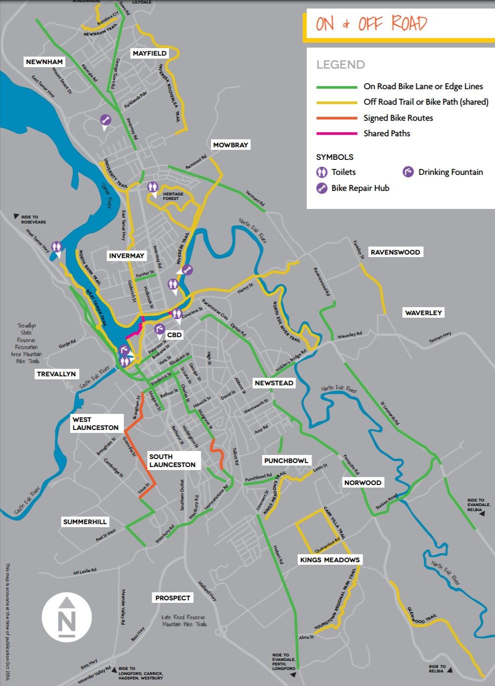 New Launceston City Cycling Map